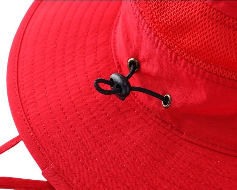 Connectyle Outdoor Mesh Sun Hat Wide Brim Sun Protection Hat Summer Fishing Hunting Hiking Gardenig Hat Red - Image 5